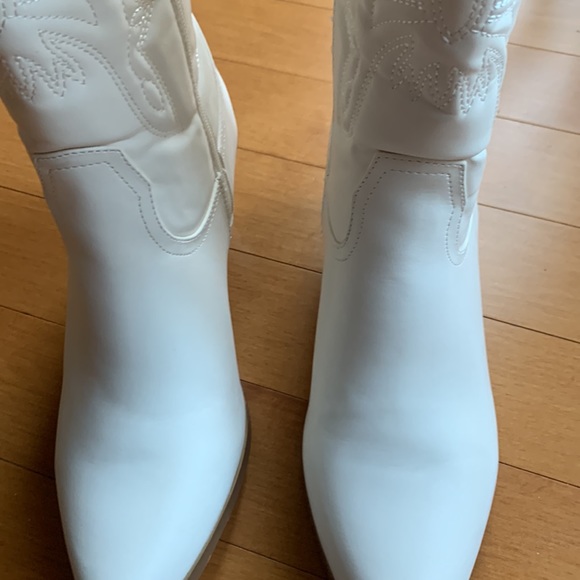 Cowboy Western Off White Tall Stacked Heel boots for women size 11 - Picture 13 of 15